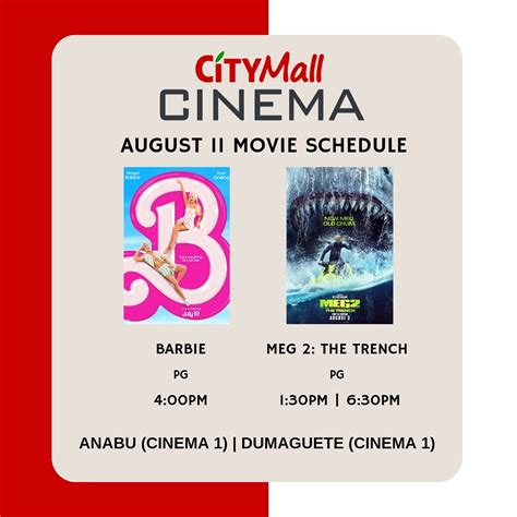 CityMall Cinema movie schedule .